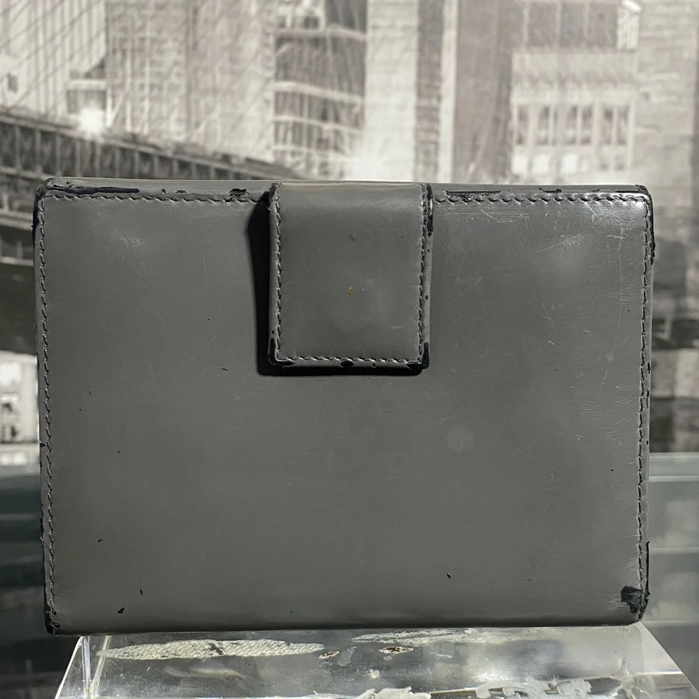 Authentic Prada Grey Shiny Leather Wallet